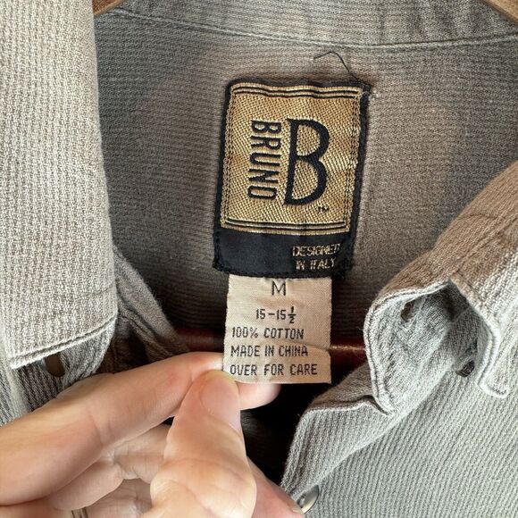 Bruno Shirt Mens Medium Brown Long Sleeve Button Down Cotton Casual Washable - Picture 5 of 8